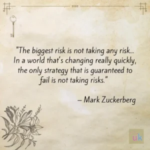 "The biggest risk is not taking any risk... In a world that's changing really quickly, the only strategy that is guaranteed to fail is not taking risks." - Mark Zuckerberg